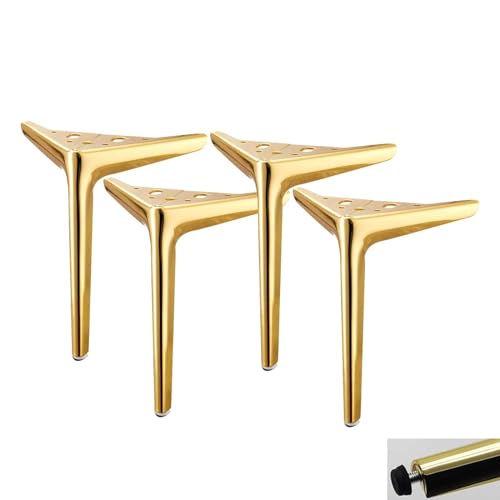 Paquete de 4 patas de metal para muebles, diseño triangular moderno, resistente, color negro mate, 35 cm de altura, perfectas para mesas, armarios, sofás, mejora la decoración de tu hogar.