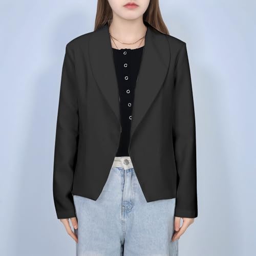 Kids' Stretch Cotton Blazer Jacket Notched Lapel Long Sleeve Open Front Machine Washable Casual Suit Coat with Pocket3