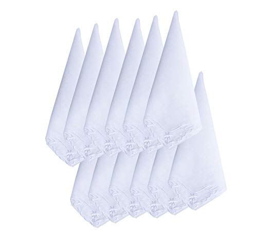 MileyMarla Ladies Embroidery Cotton White Handkerchiefs Lace Wedding Hankies