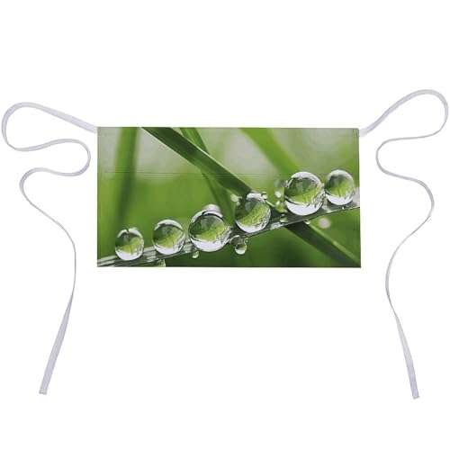 KLWQR A Group of Water Droplets Server Aprons Waterproof Adjustable Waiters Apron Half Apron With 3 Pockets Kitchen Restaurant Short Apron for Women Men