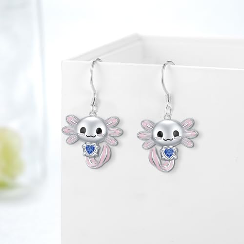 Axolotl Earrings 925 Sterling Silver Axolotl Dangle Earrings Cute Animal Jewelry Gift for Women Girl Daughter2