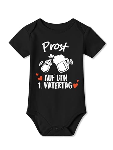 BesserBay Baby Strampler Vatertagsgeschenk Prost Auf Den 1. Vatertag Schwarz Kurzarm Body 6-9 Monate