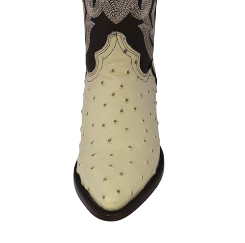 Texas Legacy Mens Off White Western Cowboy Boots Ostrich Quill Print Leather J Toe3