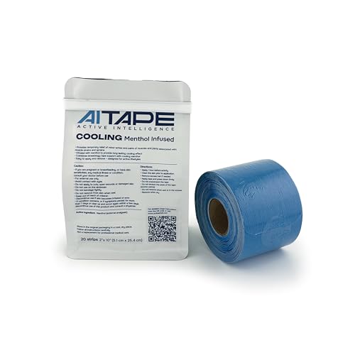Image of AI Tape Cooling Menthol Infused - Flexible Kinesiology Tape with Menthol | Precut Athletic Strips for Active Support & Comfort - 20 Strips