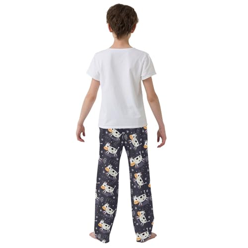 ZZXXB Funny Cow Print Boys Long Pants Soft Trousers Elastic Waist Kids Lounge Bottoms with Pockets S-XL3