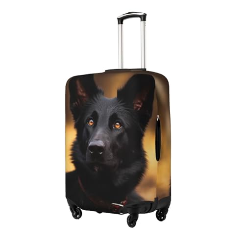 Travel Luggage Cover Elastic Anti-Scratch Suitcase Protector Washable Travel Suitcase Cover Black German Shepherd Dog Luggage Protector Fits 18-32 Inch Suitcase2