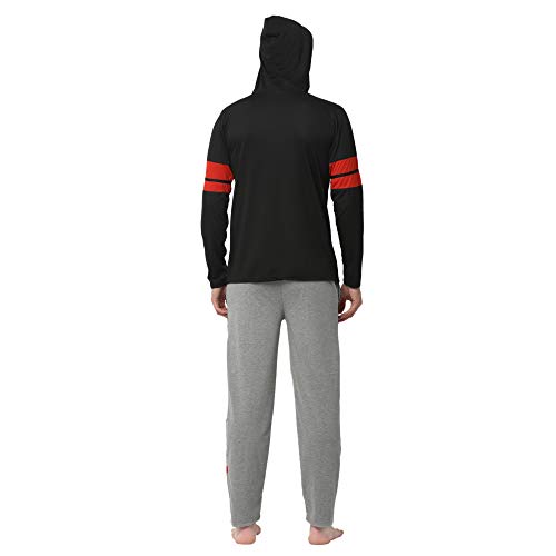 Image of Mack Jonney Cotton Blend Night Suit Co-ord Set for Men with Hodded Full Sleeve T-Shirt and Track Pant-VJ-MNS-TTP-GROUP21