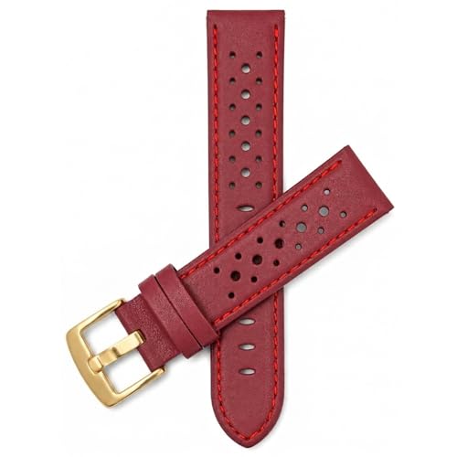 Image of Bandini Mens Leather Watch Band Strap, Vented, Racer, GT Rally, Stainless Steel Buckle, 10 Colors - 18mm, 20mm, 22mm, 24mm (Many sizes also come in Extra Long XL)