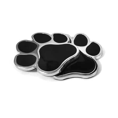 Image of PTDecals 2 PCS Black Chrome Metal Paw Print Car Emblem Decal Badge Dog Paws Footprint Metal Sticker for Auto Motorcycle Computer Home Decoration