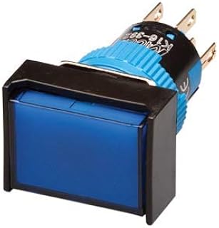 K16-190-B-12V, LED Pilot Lamp, 16mm Panel Hole, Rectangular Head, IP65, Blue, 12VDC