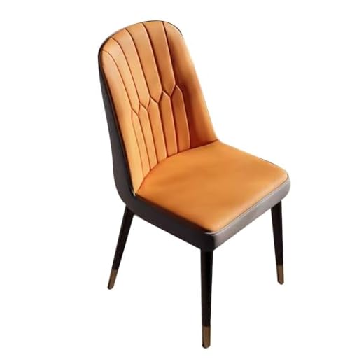 Silla de Maquillaje con Respaldo, Silla de Comedor de Cuero PU for Uso doméstico, Taburete de tocador con Patas de Metal for Sala de Maquillaje (Color : Orange, S : 45 * 40 * 88cm)