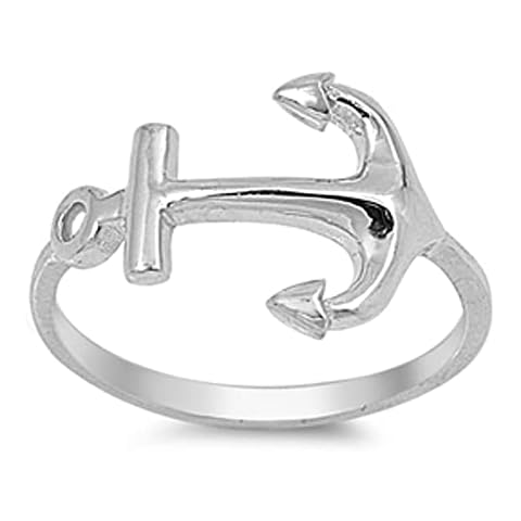 Women's Anchor Fashion Ring New Solid .925 Sterling Silver Band Size 11 (RNG14859-11) Cover