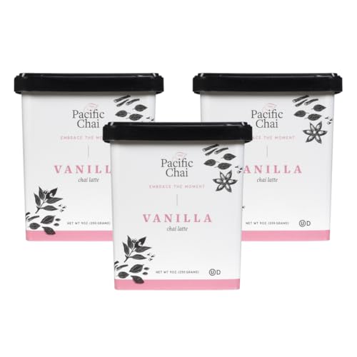 Pacific Chai Vanilla Chai Latte, Instant Powered Dry Chai Tea Latte Beverage Mix, Gluten Free, Kosher, 9 Ounce (Pack of 3)