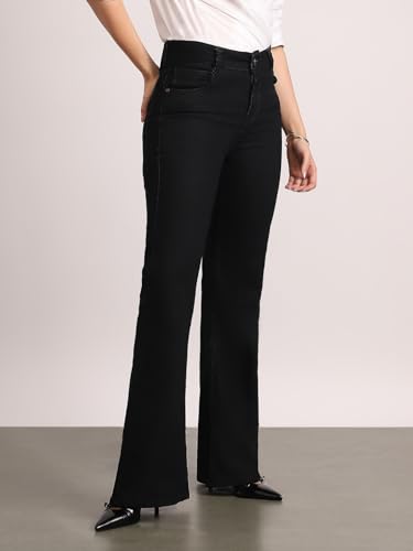 Image of Urbano Fashion Women's Mid Rise Bootcut Washed Jeans Stretchable