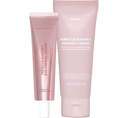 Proot Hibiscus And Honey Firming Cream + Hibiscus And Honey Eye Firming Cream | Cream & Eye Cream Bundle With Collagen Concentrated Skin Rejuvenating Intensive Complex #TOP28