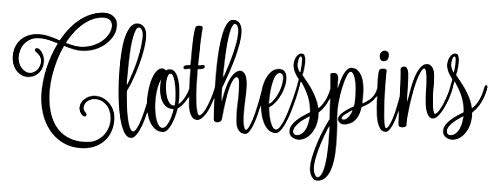 Clothespins 7.25w x 2.5h Label | Laundry Room Organization | Die Cut Vinyl Decal | Black Fancy Font (Sticker Only)