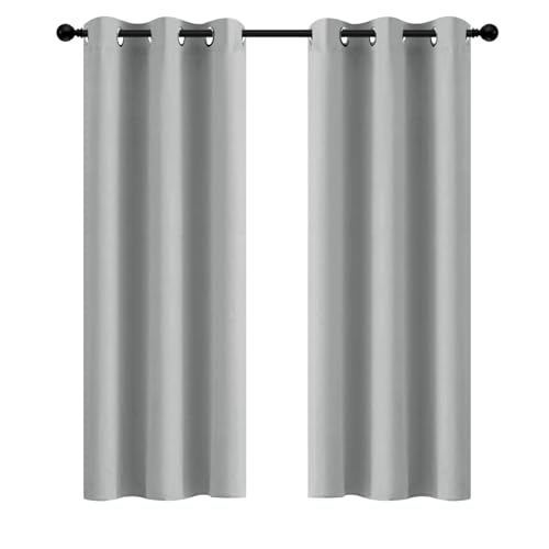 Yakamok Soft and Smooth Blackout Curtains for Bedroom - Grommet Thermal Insulated Room Darkening Curtains for Living Room, Set of 2 Panels (42 x 72Inch, Light Grey)
