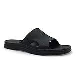 HEVA Shower Slide Open Toe Sandals Mens Bathroom Slippers Beach Indoor House Shoes（7UK 41EU,Black）
