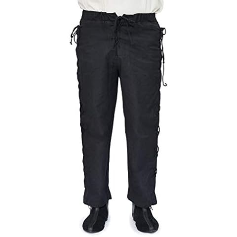 HEMAD Men's Medieval Cotton Lace Up Pants Cover