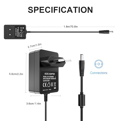 für Yealink Netzteil, 5V DC Netzteil Kompatibel mit Yealink T54W T58W T46U MP54 MP56 T57W T46S, T48S T48U T46G T48G T52S T53W T54S SIP-T21PN SIP-T22P PS5V2000US und CP860