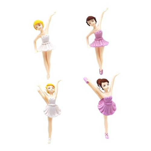 BESPORTBLE 4pcs Birthday Cake Decor Set, Cartoon Ballerina Non-Edible Cake Toppers in White and Purple, Ballet Party Supplies and ’ Birthday Celebration