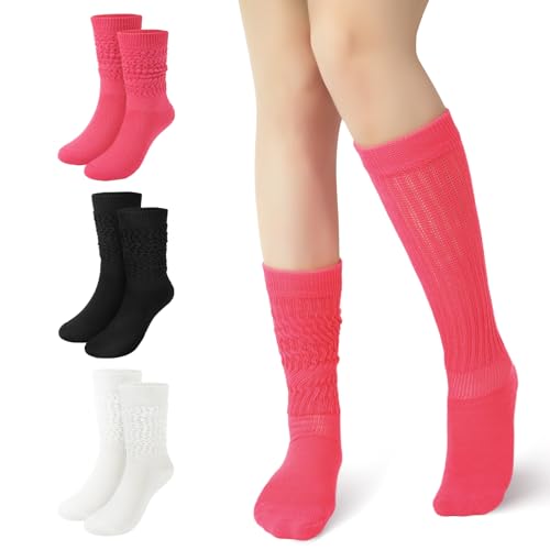 YOYOU Neon Socks for Women 80s 90s, Scrunch Socks Leg Warmers Extra Long Knee High Sock Neon Outfits