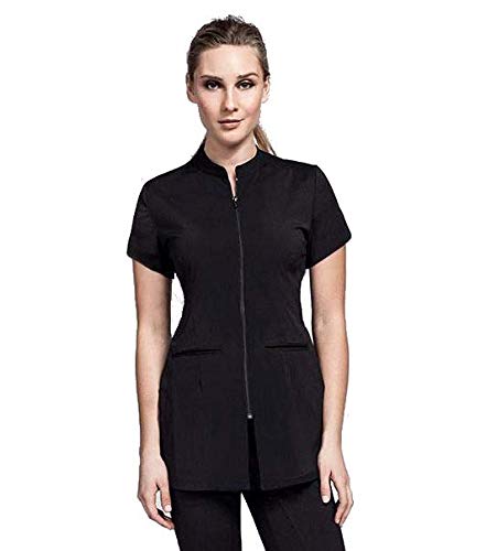 Premium Uniforms Sienna Spa Top Tunic, Mandarin Collar, Two Front Pockets (Black)