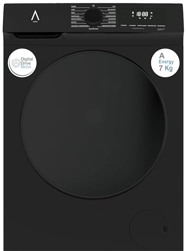 ALPHA Lavadora TITAN Elite-7, Eficiencia A, Negro Brillo, Digital Smart Inverter, 1.200rpm, 7kg, *Alta Gama*