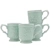Fitz and Floyd English Garden Set of 4 Mugs 12 Ounce Blue