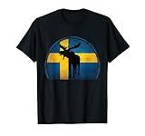 Schweden Design mit einer Elch Silhouette und der schwedischen Fahne. Tolles Retro Design für Skandinavien Liebhaber und Fans.