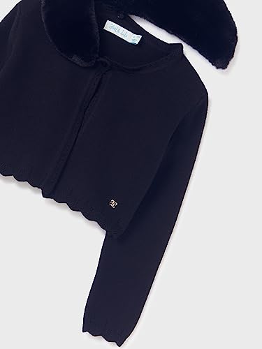 Abel & Lula Faux Fur Collar Cardigan for Girls Navy4