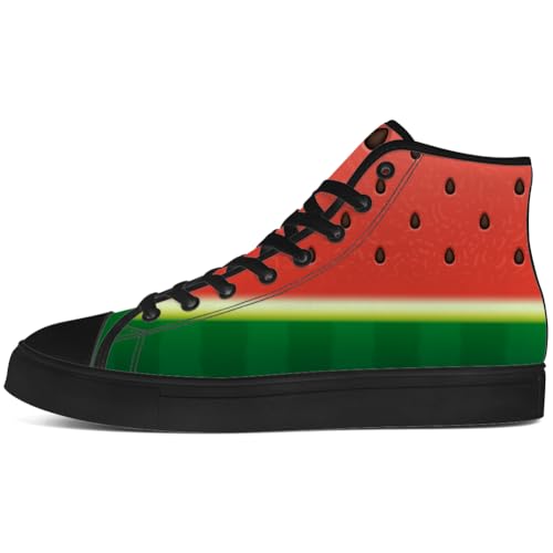 Watermelon Shoes Fruit High Top Canvas Sneakers Lace Up Casual Walking Shoes Gifts for Men Women