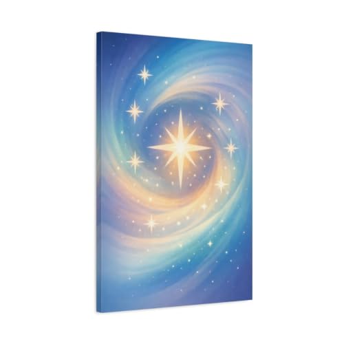 Toile canvas étoiles bleu et or une nuit magique suspendue chez vous