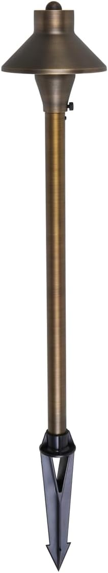 Elitco Lighting P802 Landscape-Spotlights Path Light D5" H24"Antique Brassincludes Stakeg4 Halogen 20W(Light Source Not Included)