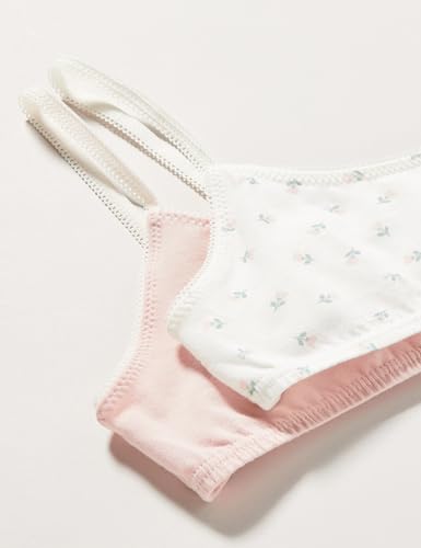 Petit Bateau Girls' Floral Patterned Cotton and Elastane Bralettes - 2-Pack Sizes 12-14 Years2