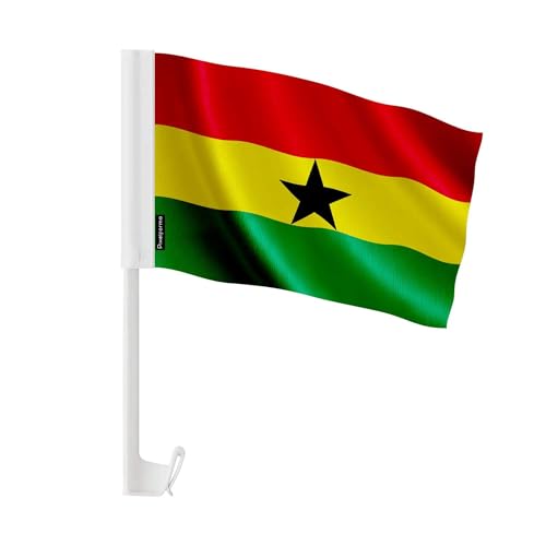 Drapeau voiture Ghana résistant en polyester 14x21cm pour vitre