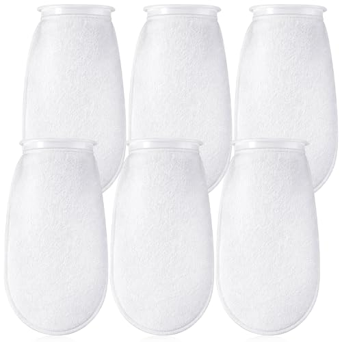 Oqqlin 6 Pcs 4 Filter Sock for Saltwater Aquarium 4 Inch Ring by 10 Inch Long Filter Socks 200 m Reusable Aquarium Filters Bags for Fish Tank Sump Freshwater Aquariums (White)