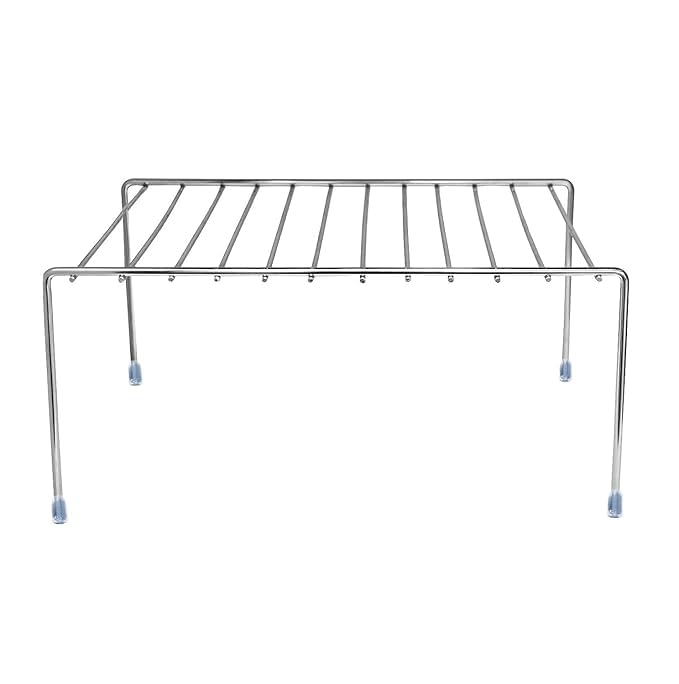 Stainless Steel Dish ?Countertop wire Rack, Utensil Organizer for Kitchen Cabinets, Fridge, Counter Top - Space Saver Mini Stand, Bed Stand (Pack of 1) (NHSP)