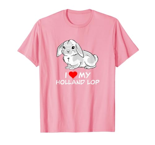 I Love My White Holland Lop Rabbit T-Shirt, Men, Pink, Large