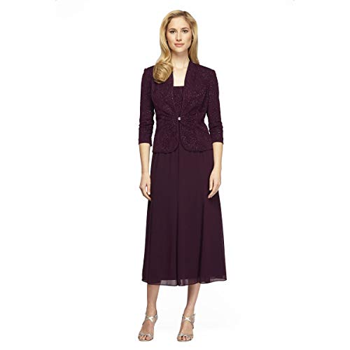 Image of Alex Evenings Women's Tea Length Jacket Dress, Perfect for Weddings, Formal Events (Petite and Regular Sizes)