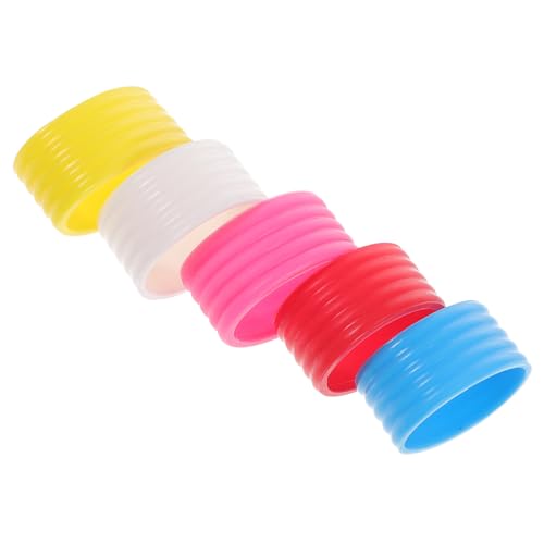 OSOLADY 5pcs Tennis Racket Overgrip Sweat Absorbent Silicone Ring Thin Grip for Tennis Badminton Squash Random Color