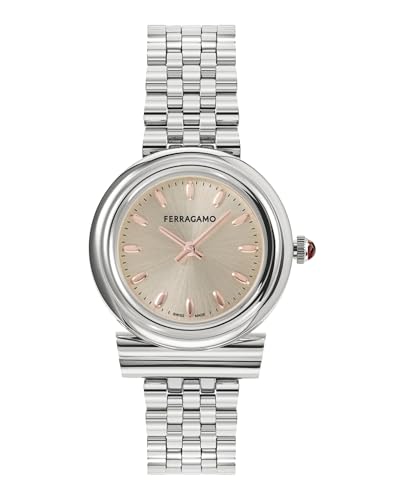 Ferragamo Gancini Collection Luxury Womens Watch Timepieces with a Silver Bracelet Featuring a Stainless Steel Case and a Grey Dial