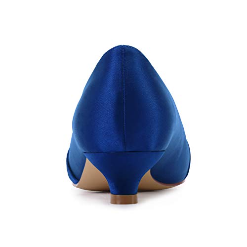 Image of ERIJUNOR Women Closed Toe Comfort Kitten Heels Rhinestones Satin Wedding Evening Dress Shoes