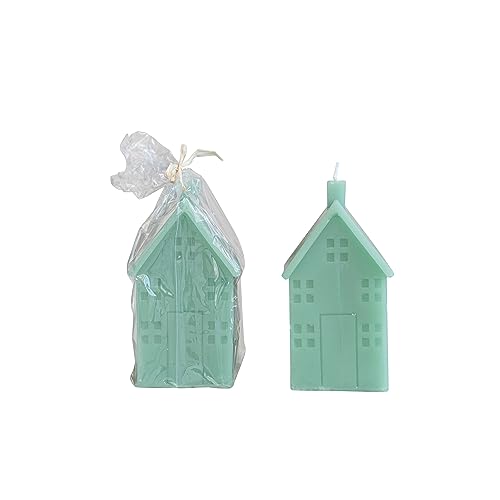 Creative Co-Op Unscented House Shaped, Mint Color (Approximate Burn Time 45 Hours) Candle, Green