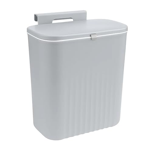 Youyijia Kitchen Bin 9L Foldable Hanging Trash Bin with Lid Food Waste Caddy Rubbish Dustbin Wall Mounted for Under Sink Under Sink Cupboard Door Kitchen Cabinet Camping Bathroom Bedroom White