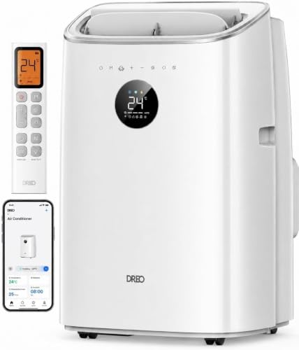 DREO 7500 BTU Portable Air Conditioner 3-in-1 Cool/Fan/Dry Quiet AC Unit for Bedroom/Office Smart App/Voice/Remote Control Drainage-Free Universal Window Kit 2.5L/H Dehumidification AC318S