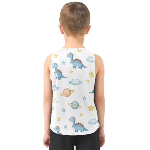 J JOYSAY Dinosaurs Planet Stars Boys Tank Top Sleeveless Muscle Shirts Quick Dry Workout Sport Active Kids T-Shirts 3-15T3
