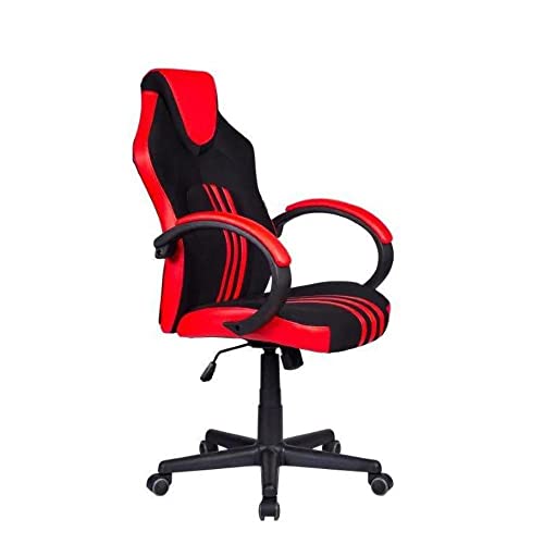 Cadeira Gamer Pelegrin PEL-3005 Tecido Preto Couro PU Vermelho
