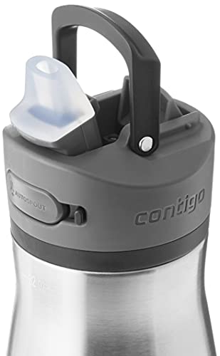 Image of Contigo Ashland Chill Stainless Steel Water Bottle with Leakproof Lid and Straw, 32 oz, Steel /Licorice