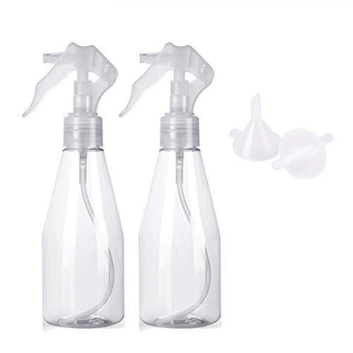 Mister Spray Bottle, 2 Pack, 7oz Plastic Refillable Trigger Sprayer for Personal Care Cleaning Gardening, Clear